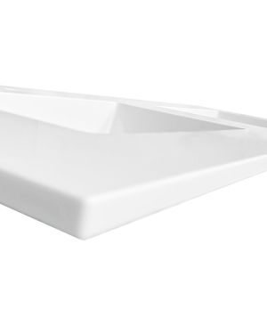 48”x 19.75” KubeBath White Quartz Counter-Top W/ Double Under-Mount Sink