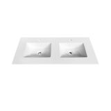 48''x 19.75'' KubeBath White Quartz Counter-Top W/ Double Under-Mount Sink