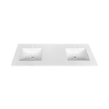 60'' x 19.75'' KubeBath White Quartz Counter-Top W/ Double Under-Mount Sink