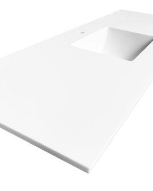 60” KubeBath White Quartz Counter-Top W/ Under-Mount Sink