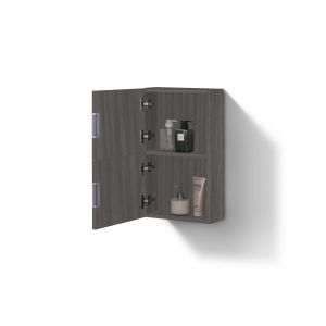 Small Bathroom Vulcan Ash Gray Linen Side Cabinet w/ 2 Storage Areas