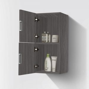 Bathroom Vulcan Ash Grey Linen Side Cabinet w/ 2 Storage Areas