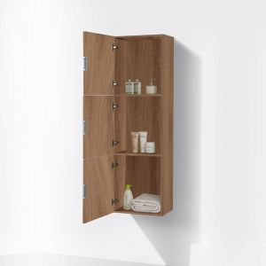 Bathroom Honey Oak Linen Side Cabinet w/ 3 Large Storage Areas