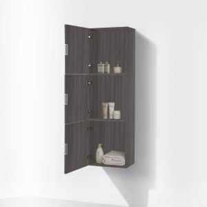 Bathroom Vulcan Ash Gray Linen Side Cabinet w/ 3 Large Storage Areas