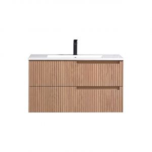 36'' Fiore Modern Wall Mount Bathroom Vanity - Oakwood - Right