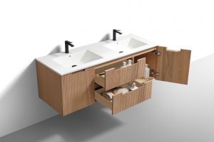 60'' Fiore Modern Wall Mount Double Sink Bathroom Vanity - Oakwood