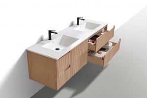 71.2'' Fiore Modern Wall Mount Double Sink Bathroom Vanity - Oakwood
