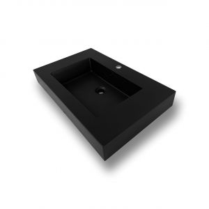 29.5''W x 18.5''L KubeBath Bliss Matte Black Graphite Finish Sink with Overflow