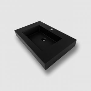 29.5''W x 18.5''L KubeBath Bliss Matte Black Graphite Finish Sink with Overflow