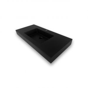 39.5''W x 18.5''L KubeBath Bliss Matte Black Graphite Finish Sink with Overflow