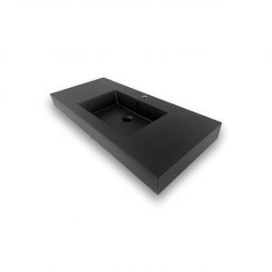 47.25''W x 18.5''L KubeBath Bliss Matte Black Graphite Finish Sink with Overflow