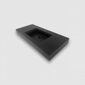 47.25''W x 18.5''L KubeBath Bliss Matte Black Graphite Finish Sink with Overflow