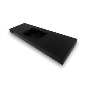 59''W x 18.5''L KubeBath Bliss Matte Black Graphite Finish Sink with Overflow