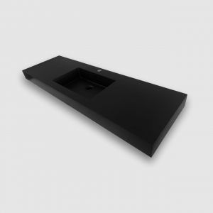 59''W x 18.5''L KubeBath Bliss Matte Black Graphite Finish Sink with Overflow