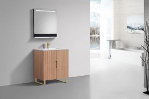 32'' Fiore Free Standing Bathroom Vanity w/ Gold Legs - Oakwood