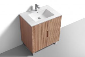 32'' Fiore Free Standing Bathroom Vanity w/ Chrome Legs - Oakwood