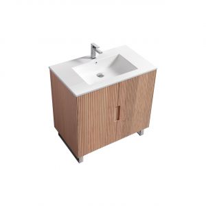 36'' Fiore Free Standing Bathroom Vanity w/ Chrome Legs - Oakwood