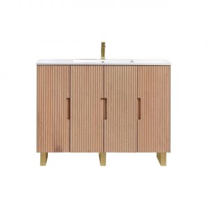 48'' Fiore Single Sink Free Standing Bathroom Vanity w/ Gold Legs - Oakwood