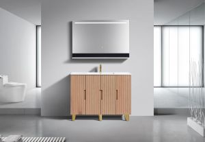 48'' Fiore Single Sink Free Standing Bathroom Vanity w/ Gold Legs - Oakwood