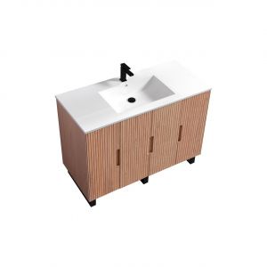 48'' Fiore Single Sink Free Standing Bathroom Vanity w/ Matte Black Legs - Oakwood