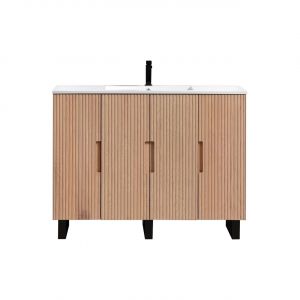 48'' Fiore Single Sink Free Standing Bathroom Vanity w/ Matte Black Legs - Oakwood