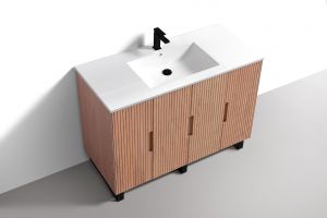 48'' Fiore Single Sink Free Standing Bathroom Vanity w/ Matte Black Legs - Oakwood