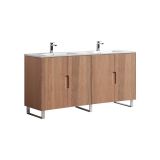 71.2'' Fiore Double Sink Free Standing Bathroom Vanity w/ Chrome Legs - Oakwood