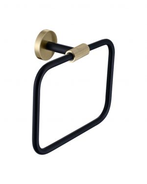Aqua Rondo Towel Ring – Gold & Black
