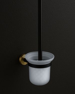 Aqua RONDO Wall Mounted Toilet Brush – Gold & Black