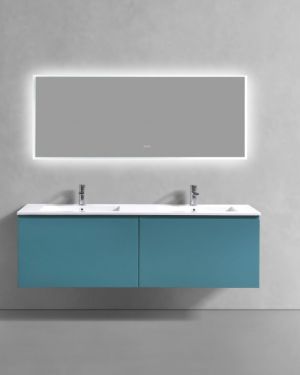KubeBath 72″ Double Sink Balli Modern Bathroom Vanity in Teal Green Finish