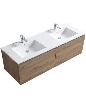 KubeBath 72″ Double Sink Balli Modern Bathroom Vanity in White Oak Finish
