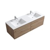 KubeBath 72" Double Sink Balli Modern Bathroom Vanity in White Oak Finish