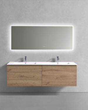 KubeBath 72″ Double Sink Balli Modern Bathroom Vanity in White Oak Finish