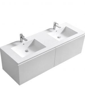 KubeBath 72″ Double Sink Balli Modern Bathroom Vanity in Gloss White Finish