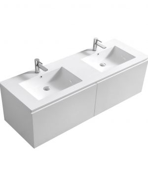 KubeBath 72″ Double Sink Balli Modern Bathroom Vanity in Gloss White Finish