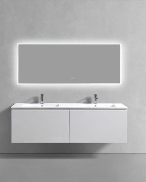 KubeBath 72″ Double Sink Balli Modern Bathroom Vanity in Gloss White Finish