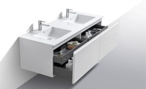 KubeBath 72" Double Sink Balli Modern Bathroom Vanity in Gloss White Finish