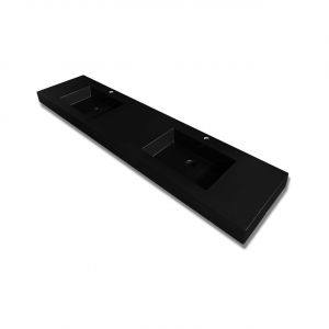 79''W x 18.5''L KubeBath Bliss Matte Black Graphite Finish Sink with Overflow - Double