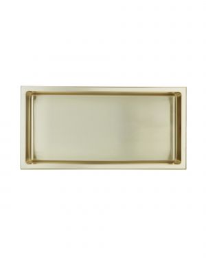 Abraccio 12” x 24” Stainless Steel Recessed Shower Niche By Kubebath – Brushed Gold