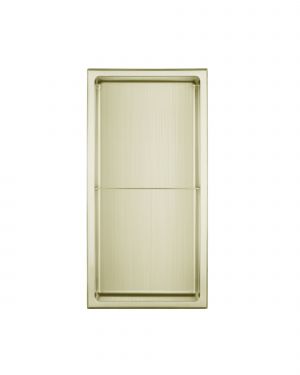 Abraccio 12” x 24” Stainless Steel Recessed Shower Niche By Kubebath – Brushed Gold w/ Shelf