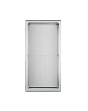 Abraccio 12” x 24” Stainless Steel Recessed Shower Niche By Kubebath – Brushed Silver w/ Shelf