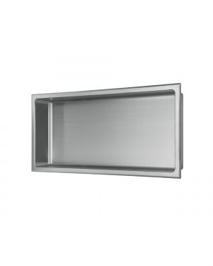 Abraccio 12” x 24” Stainless Steel Recessed Shower Niche By Kubebath – Brushed Silver