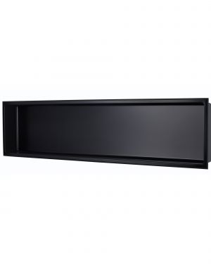 Abraccio 12” x 48” Stainless Steel Recessed Shower Niche By Kubebath – Matte Black