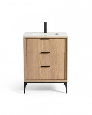 Divani 24” Oakwood Vanity W/ Quartz Counter Top