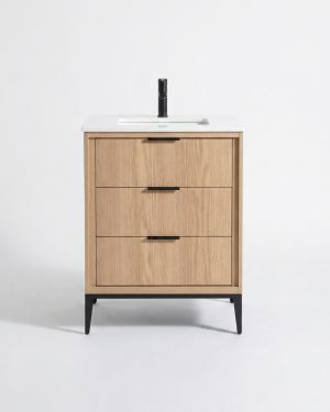 Divani 24” Oakwood Vanity W/ Quartz Counter Top