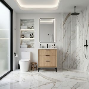 DIVANI 24'' OAKWOOD VANITY W/ QUARTZ COUNTER TOP