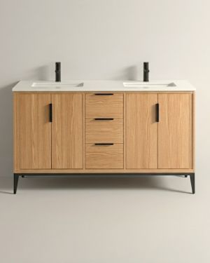 Divani 60” Oakwood Vanity W/ Quartz Counter Top