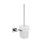 Aqua PIAZZA Toilet Brush w/ Frosted Glass Cup - Chrome