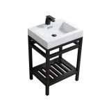 Cisco 24" Stainless Steel Console w/ White Acrylic Sink - Matte Black