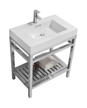 Cisco 30″ Stainless Steel Console w/ White Acrylic Sink – Chrome